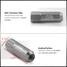 Load image into Gallery viewer, JDM Sport Universal 12 x 1.25 Extended Locking Lug Nuts Gunmetal (20 Pieces) - 4 Pieces Locking Type Lug + Key