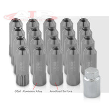 Load image into Gallery viewer, JDM Sport Universal 12 x 1.25 Extended Locking Lug Nuts Gunmetal (20 Pieces) - 4 Pieces Locking Type Lug + Key