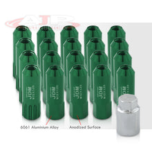 Load image into Gallery viewer, JDM Sport Universal 12 x 1.25 Extended Locking Lug Nuts Green (20 Pieces) - 4 Pieces Locking Type Lug + Key