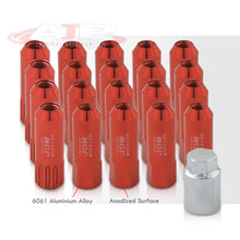 Load image into Gallery viewer, JDM Sport Universal 12 x 1.25 Extended Locking Lug Nuts Red (20 Pieces) - 4 Pieces Locking Type Lug + Key