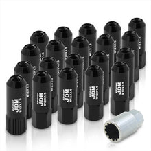 Load image into Gallery viewer, JDM Sport Universal 12 x 1.50 Extended Locking Lug Nuts Black (20 Pieces) - 4 Pieces Locking Type Lug + Key