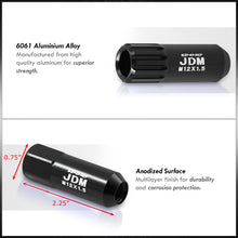 Load image into Gallery viewer, JDM Sport Universal 12 x 1.50 Extended Locking Lug Nuts Black (20 Pieces) - 4 Pieces Locking Type Lug + Key