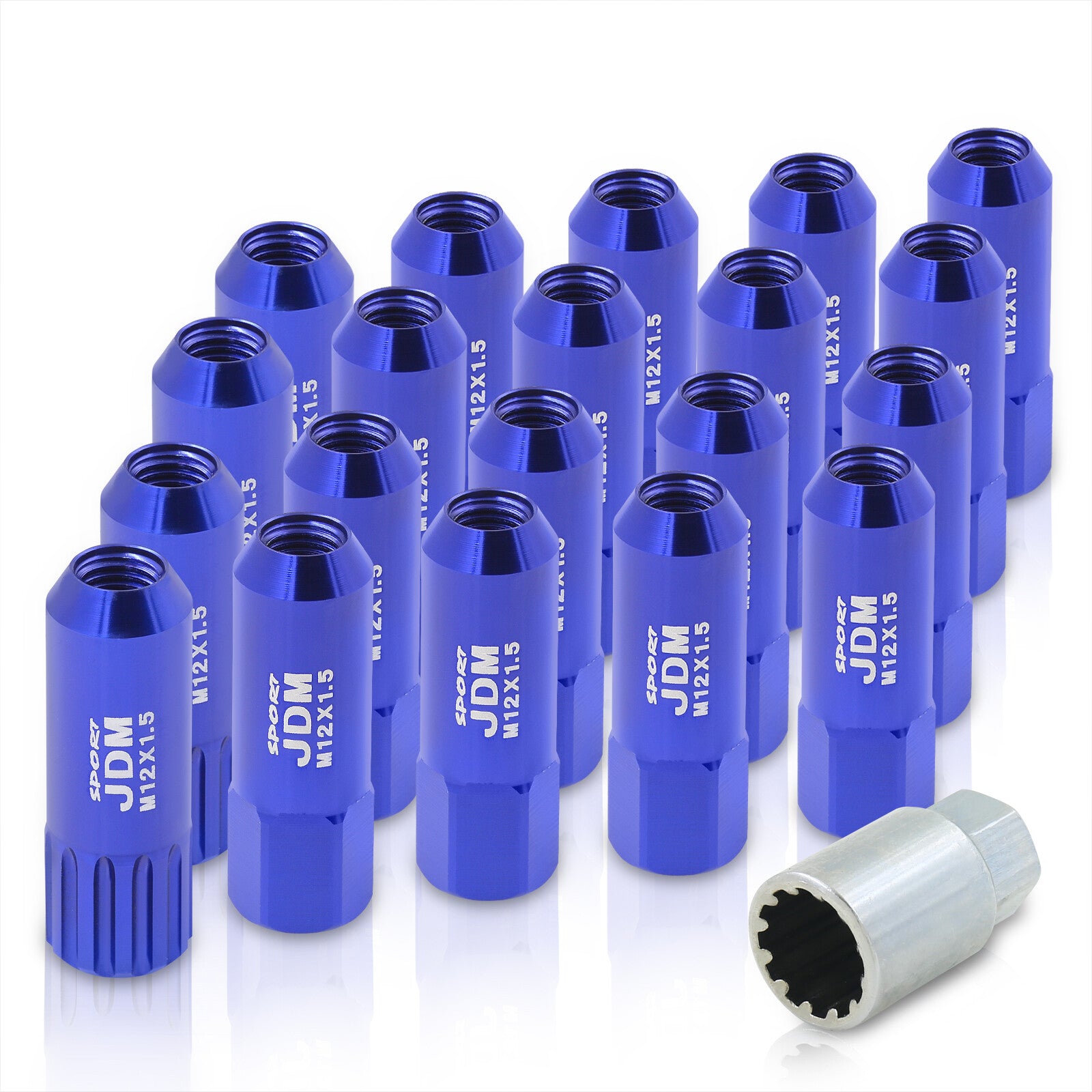 JDM Sport Universal 12 x 1.50 Extended Locking Lug Nuts Blue (20
