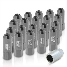 Load image into Gallery viewer, JDM Sport Universal 12 x 1.50 Extended Locking Lug Nuts Gunmetal (20 Pieces) - 4 Pieces Locking Type Lug + Key