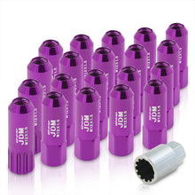 Load image into Gallery viewer, JDM Sport Universal 12 x 1.50 Extended Locking Lug Nuts Purple (20 Pieces) - 4 Pieces Locking Type Lug + Key