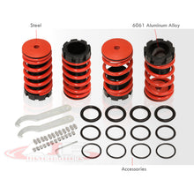 Load image into Gallery viewer, Mitsubishi Eclipse 1989-1999 / Nissan Sentra 1991-1999 / Toyota Corolla 1993-1997 Coilover Sleeves Kit Red (Black Sleeves)
