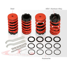 Load image into Gallery viewer, Mitsubishi Eclipse 1989-1999 / Nissan Sentra 1991-1999 / Toyota Corolla 1993-1997 Coilover Sleeves Kit Red (Black Sleeves)