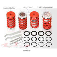 Load image into Gallery viewer, Mitsubishi Eclipse 1989-1999 / Nissan Sentra 1991-1999 / Toyota Corolla 1993-1997 Coilover Sleeves Kit Red (Silver Sleeves)