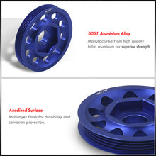 Load image into Gallery viewer, Acura Honda B-Series B16 B17 B18 Underdrive Alternator Crank Pulley Blue (Excluding B20)