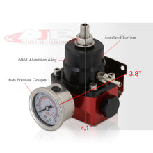 Load image into Gallery viewer, Black/Red Adjustable Fuel Pressure Regulator Gauge Kit & An6 Fitting Ends Universal