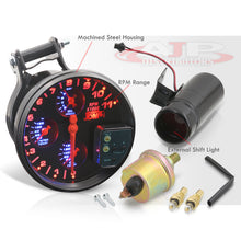 Load image into Gallery viewer, Universal 5" 4 in 1 Analog Tachometer Gauge Black (Tachometer / Oil Press / Water Temp / Oil Temp)