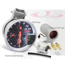 Load image into Gallery viewer, Universal 5" 4 in 1 Analog Tachometer Gauge Carbon Fiber (Tachometer / Oil Press / Water Temp / Oil Temp)