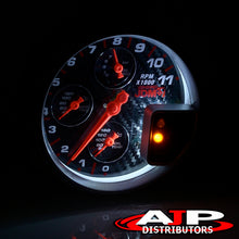 Load image into Gallery viewer, Universal 5" 4 in 1 Analog Tachometer Gauge Carbon Fiber (Tachometer / Oil Press / Water Temp / Oil Temp)