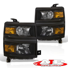 Load image into Gallery viewer, Chevrolet Silverado 1500 2014-2015 Factory Style Headlights Black Housing Clear Len Amber Reflector (Will Not Fit 2500 & HD Models)