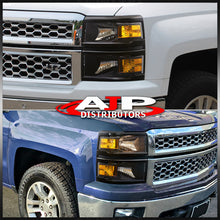 Load image into Gallery viewer, Chevrolet Silverado 1500 2014-2015 Factory Style Headlights Black Housing Clear Len Amber Reflector (Will Not Fit 2500 & HD Models)
