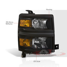 Load image into Gallery viewer, Chevrolet Silverado 1500 2014-2015 Factory Style Headlights Black Housing Clear Len Amber Reflector (Will Not Fit 2500 & HD Models)