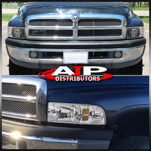 Load image into Gallery viewer, Dodge Ram 1500 2500 3500 1994-2001 1 Piece Headlights Chrome Housing Clear Len Amber Reflector ( Except sports package models )