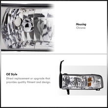 Load image into Gallery viewer, Dodge Ram 1500 2500 3500 1994-2001 1 Piece Headlights Chrome Housing Clear Len Amber Reflector ( Except sports package models )