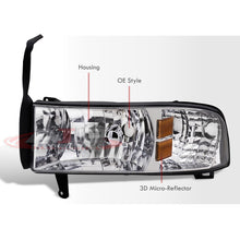 Load image into Gallery viewer, Dodge Ram 1500 2500 3500 1994-2001 1 Piece Headlights Chrome Housing Clear Len Amber Reflector ( Except sports package models )