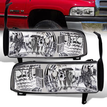 Load image into Gallery viewer, Dodge Ram 1500 2500 3500 1994-2001 1 Piece Headlights Chrome Housing Clear Len Clear Reflector ( Except sports package models )