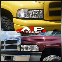 Load image into Gallery viewer, Dodge Ram 1500 2500 3500 1994-2001 1 Piece Headlights Chrome Housing Clear Len Clear Reflector ( Except sports package models )