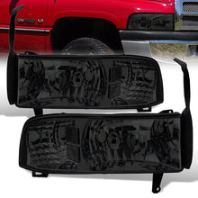 Load image into Gallery viewer, Dodge Ram 1500 2500 3500 1994-2001 1 Piece Headlights Chrome Housing Smoke Len Clear Reflector ( Except sports package models )