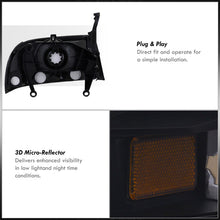 Load image into Gallery viewer, Dodge Dakota 1997-2004 / Durango 1998-2003 1 Piece Style Headlights + Bumpers Black Housing Clear Len Amber Reflector