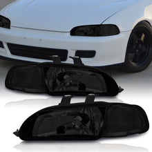 Load image into Gallery viewer, Honda Civic Sedan 1992-1995 1 Piece Style Headlights + Corners Chrome Housing Smoke Len Clear Reflector