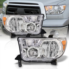 Load image into Gallery viewer, Toyota Tundra 2007-2013 / Sequoia 2008-2017 Factory Style Headlights Chrome Housing Clear Len Amber Reflector