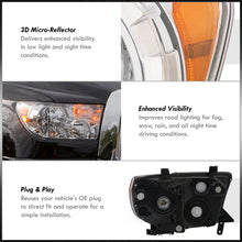 Load image into Gallery viewer, Toyota Tundra 2007-2013 / Sequoia 2008-2017 Factory Style Headlights Chrome Housing Clear Len Amber Reflector