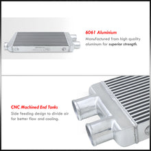 Load image into Gallery viewer, Universal 2 Inlet & 1 Outlet Aluminum Intercooler (Bar & Plate | Overall: 32.5" x 11.75" x 3.0" | Core: 23.0" x 11.5" x 2.75" | Inlet/Outlet: 3.0")