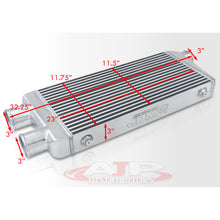 Load image into Gallery viewer, Universal 2 Inlet & 1 Outlet Aluminum Intercooler (Bar & Plate | Overall: 32.5" x 11.75" x 3.0" | Core: 23.0" x 11.5" x 2.75" | Inlet/Outlet: 3.0")