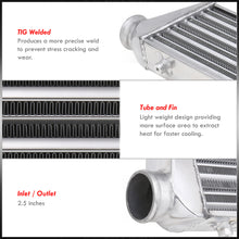 Load image into Gallery viewer, Universal 27.5x7x2.25 Intercooler Tube and Fin Silver Color inlet/outlet 2.5 (Core Size: 21.5x7x2.25)