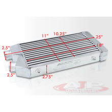 Load image into Gallery viewer, Universal Same Side Aluminum Intercooler (Tube & Fin | Overall: 25.0" x 11.0" x 3.0" | Core: 18.0" x 11" x 2.75" | Inlet/Outlet: 2.5")