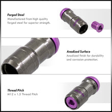 Load image into Gallery viewer, God Snow Lug Nuts M12 x1.5mm Thread pitch Gunmetal Body Purple Trim (20 Piece +1 Key)
