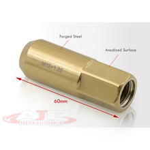 Load image into Gallery viewer, M12 x1.25mm Thread Open End Heavy Duty Steel Extended Lug Nuts 24K Gold (20Piece)