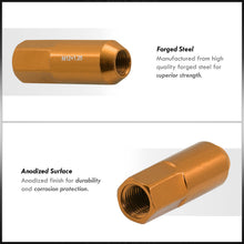 Load image into Gallery viewer, M12 x1.25mm Thread Open End Heavy Duty Steel Extended Lug Nuts Orange (20Piece)