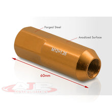Load image into Gallery viewer, M12 x1.25mm Thread Open End Heavy Duty Steel Extended Lug Nuts Orange (20Piece)