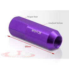 Load image into Gallery viewer, M12 x1.25mm Thread Open End Heavy Duty Steel Extended Lug Nuts Purple (20Piece)
