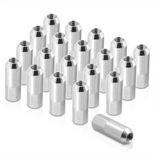 Load image into Gallery viewer, M12 x1.25mm Thread Open End Heavy Duty Steel Extended Lug Nuts Silver (20Piece)