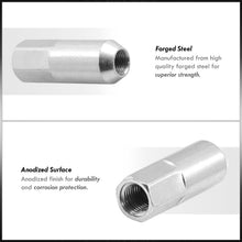 Load image into Gallery viewer, M12 x1.25mm Thread Open End Heavy Duty Steel Extended Lug Nuts Silver (20Piece)