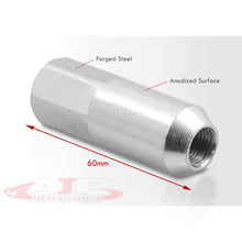 Load image into Gallery viewer, M12 x1.25mm Thread Open End Heavy Duty Steel Extended Lug Nuts Silver (20Piece)