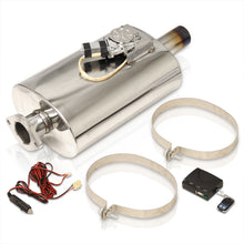 Load image into Gallery viewer, Universal 2.5" Inlet / 2.5" Straight Tip Oval Canister Stainless Steel Electric Valve Exhaust Muffler Burnt