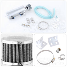Load image into Gallery viewer, Universal 300ML Cylinder Oil Catch Can Tank 8.25"x3.25"x3.25" Silver with Silver Breather Filter