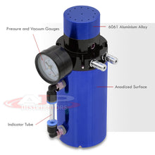 Load image into Gallery viewer, Universal 350ML Cylinder Oil Catch Can Tank 7.0&quot;x2.5&quot;x2.5&quot; + Breather Filter + Gauge Blue
