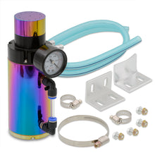 Load image into Gallery viewer, Universal 350ML Cylinder Oil Catch Can Tank 7.0"x2.5"x2.5" + Breather Filter + Gauge Neo Chrome