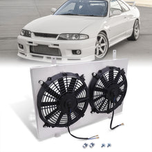 Load image into Gallery viewer, Nissan R33 1994-1998 M/T Aluminum Radiator Dual Fan Shroud