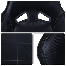 Load image into Gallery viewer, Universal Reclinable PVC Leather Racing Seats + Sliders Black Cloth with Black Stitching