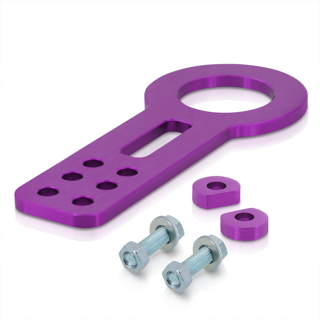 AJP Distributors Upgrade JDM Light Weight T6061 Billet Aluminum Front Bumper Chassis 10mm Tow Towing Hook Ring Kit Anodized Purple For Universal Car Auto Trailer Track Drift Trailer