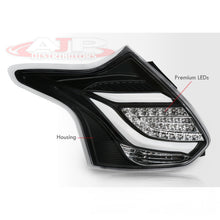 Load image into Gallery viewer, Ford Focus Hatchback 2012-2014 LED Bar Tail Lights Black Housing Clear Len White Tube
